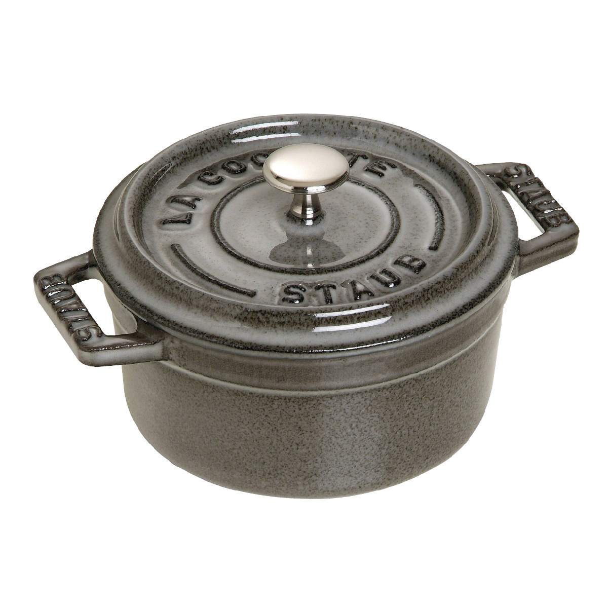 Nồi gang Staub tròn màu xám nhập khẩu trực tiếp từ Pháp.