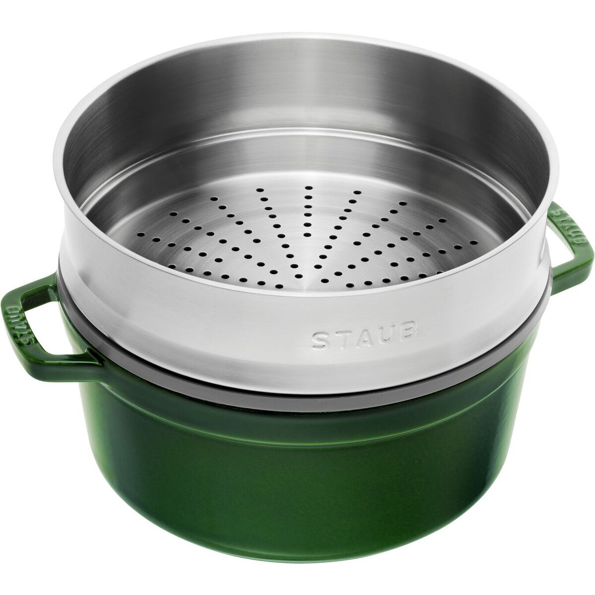 Staub - Nồi gang tròn kèm xửng hấp