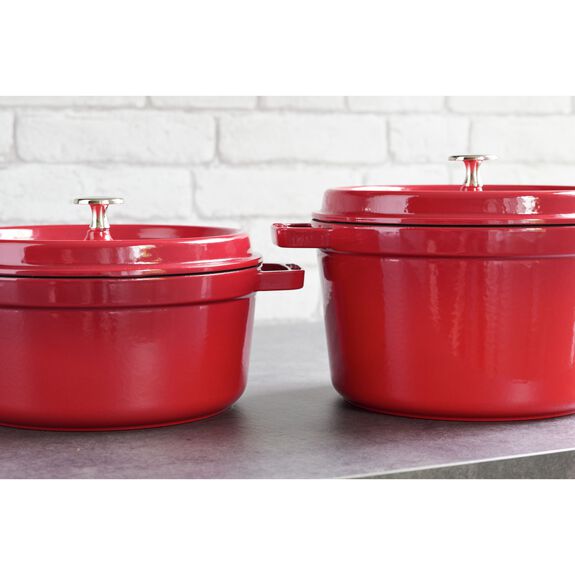 Staub - Nồi gang tròn cao màu đỏ cherry - 24cm (4.75L)
