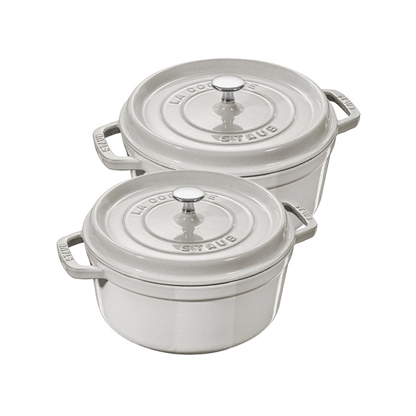 Nồi gang Staub tròn màu nấm trắng - 2 kích thước