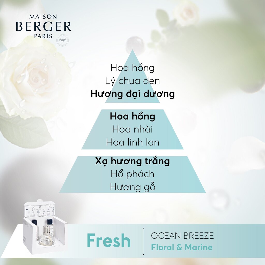 MAISON BERGER - Bộ đèn xông tinh dầu Essential Square - 2 món - 380ml