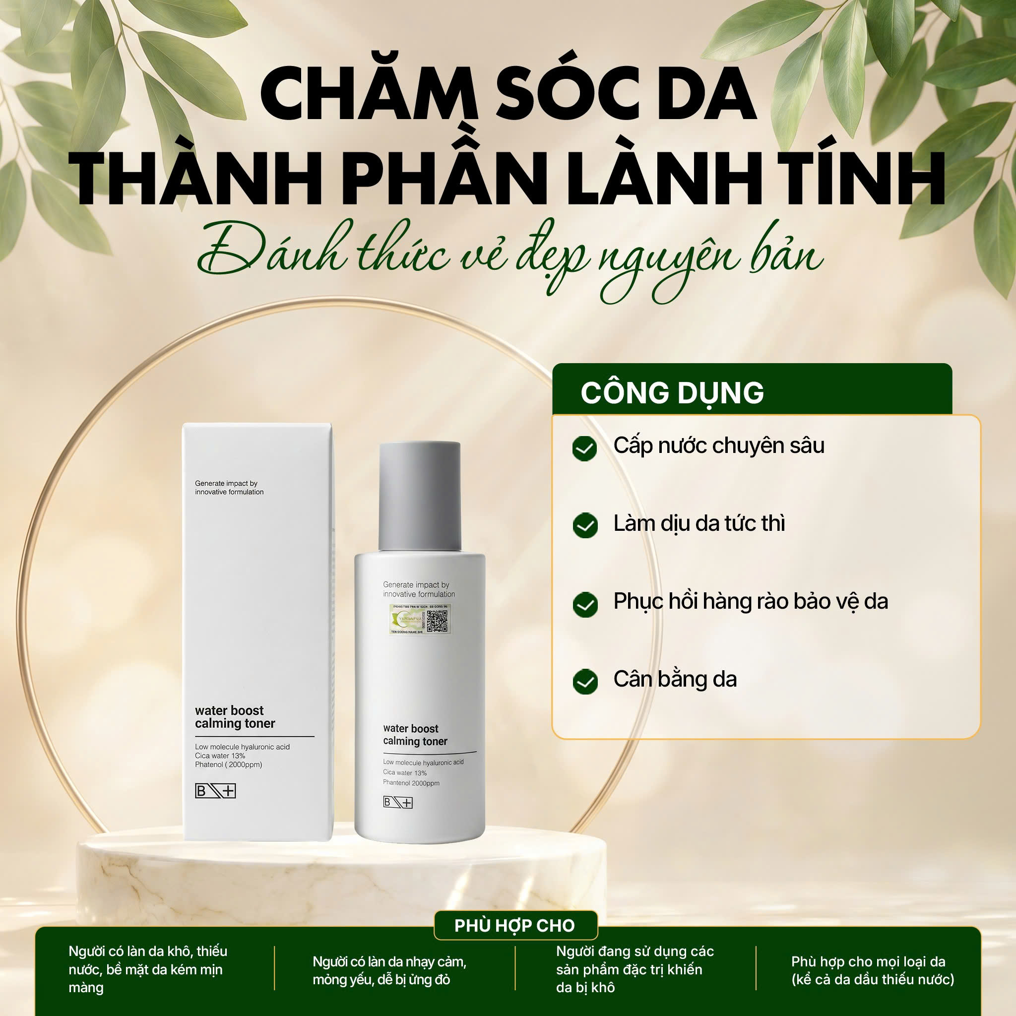 Nước hoa hồng BEBECO PLUS cấp ẩm tăng cường trắng da 150g
