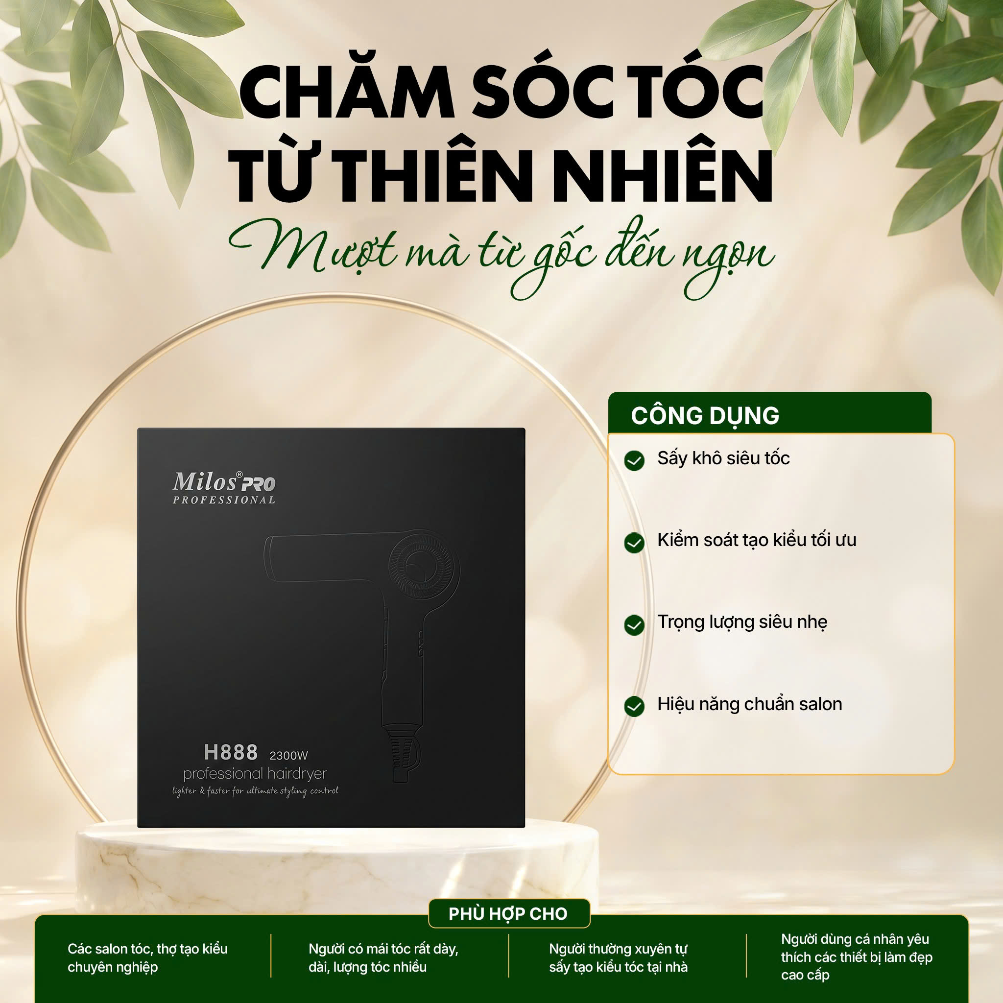 Máy sấy búa cao cấp MILOS PRO H888 2300w