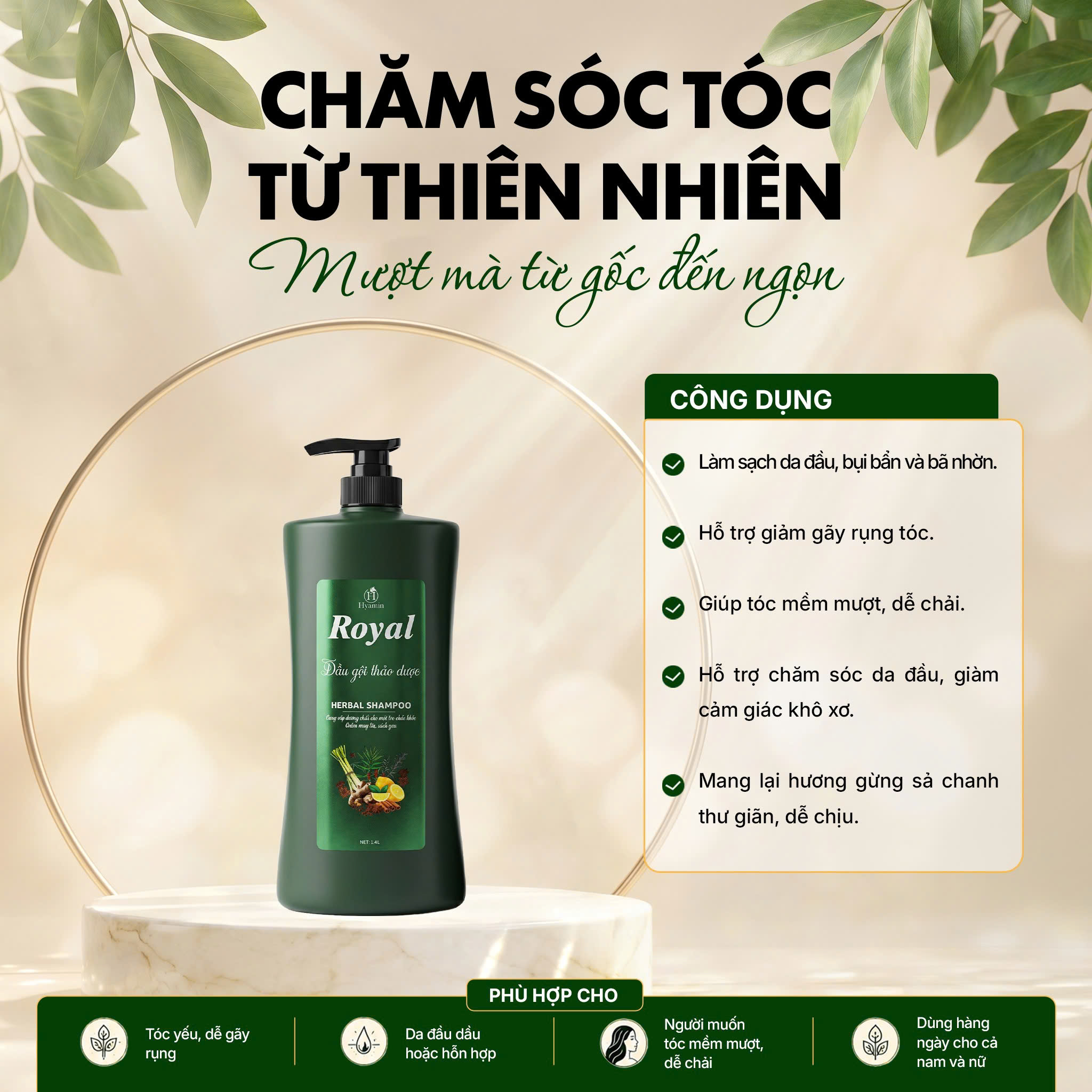 Dầu gội Royal thảo dược 1400ml