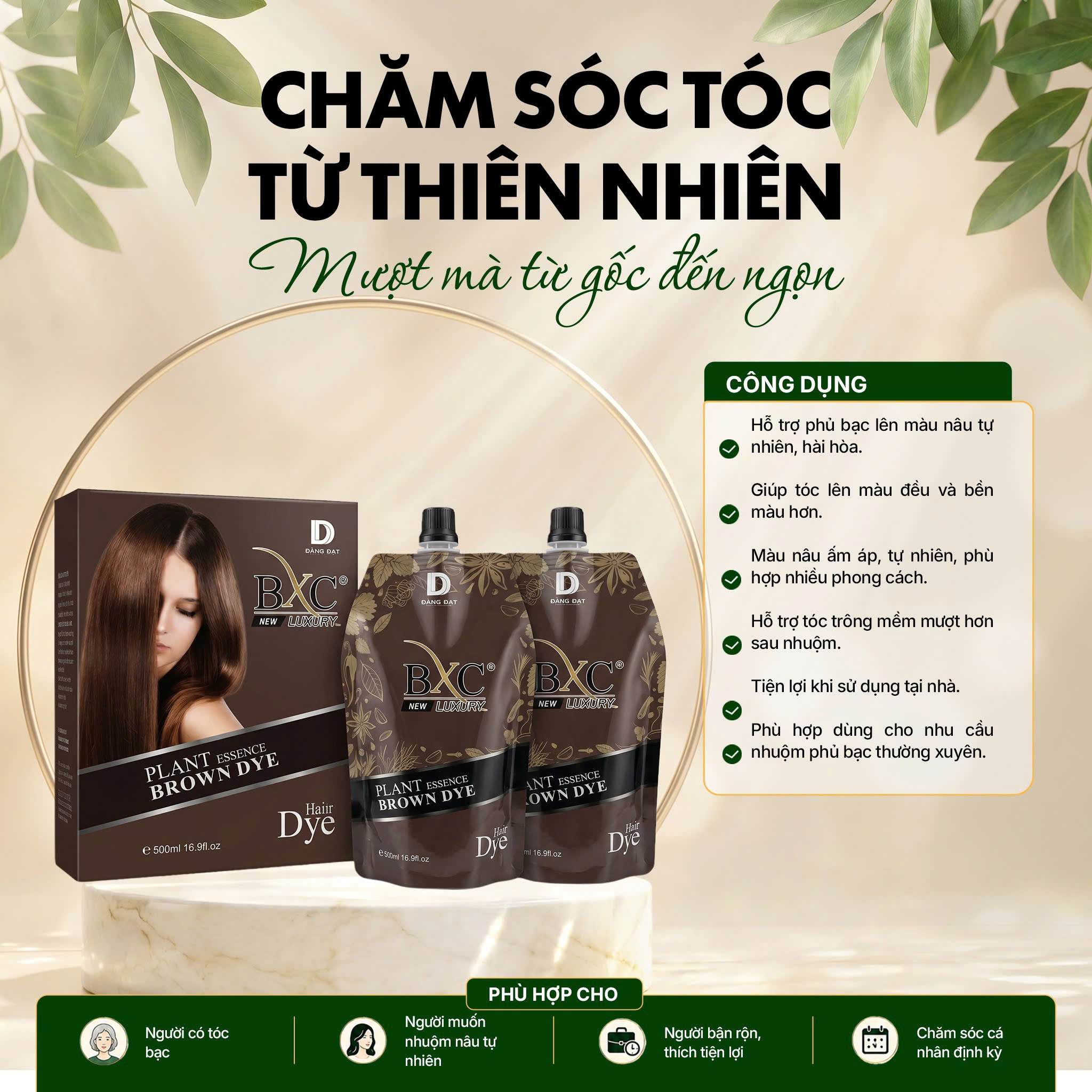 Nhuộm phủ bạc nâu BXC LUXURY thảo dược
