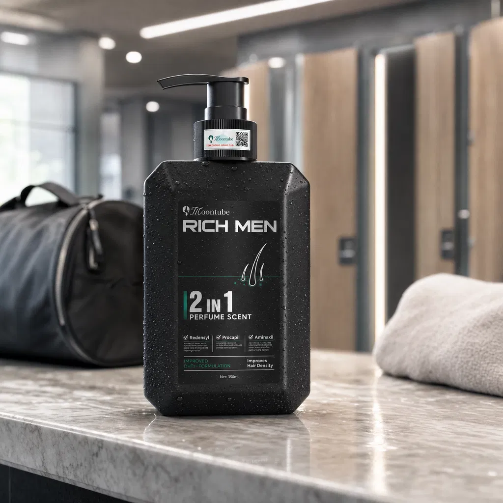 Sữa tắm gội nam Moontube 2in1 Rich Men sạch sâu hương nam tính 350ml