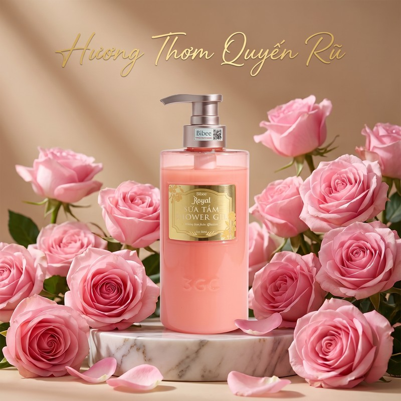 Sữa tắm nước hoa Bibee Royal dưỡng ẩm mịn da hương thơm quyến rũ 500ml