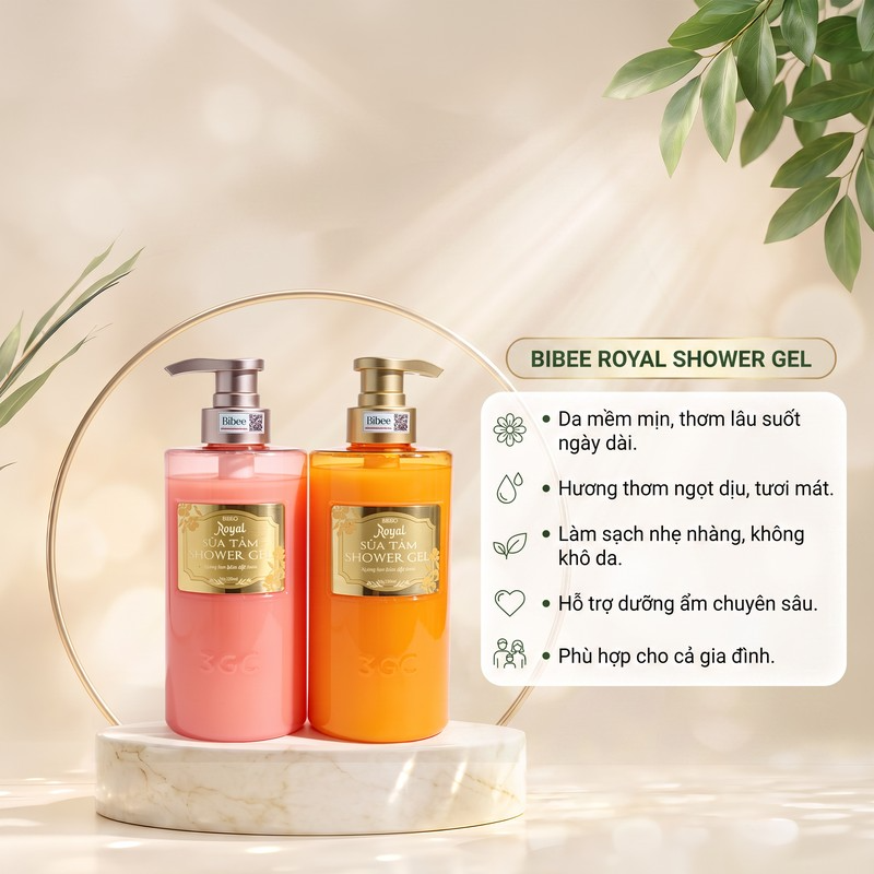 Sữa tắm nước hoa Bibee Royal dưỡng ẩm mịn da hương thơm quyến rũ 500ml
