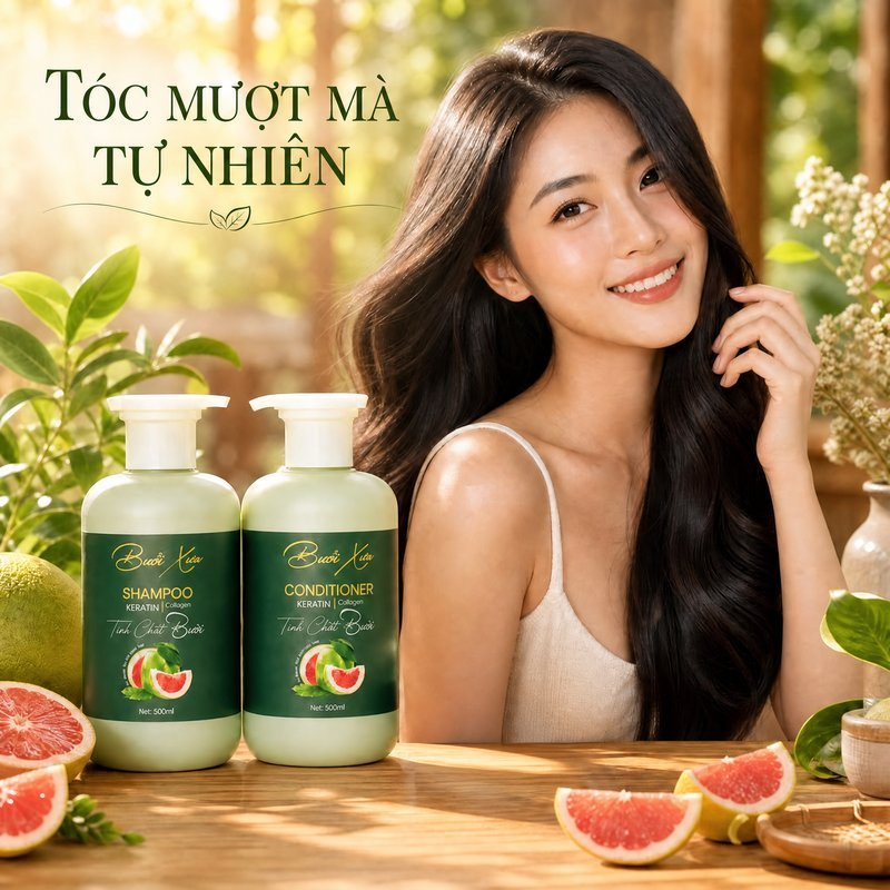 Cặp Gội Xả Bưởi Xưa hỗ trợ mọc tóc giảm rụng phục hồi hư tổn 500ml
