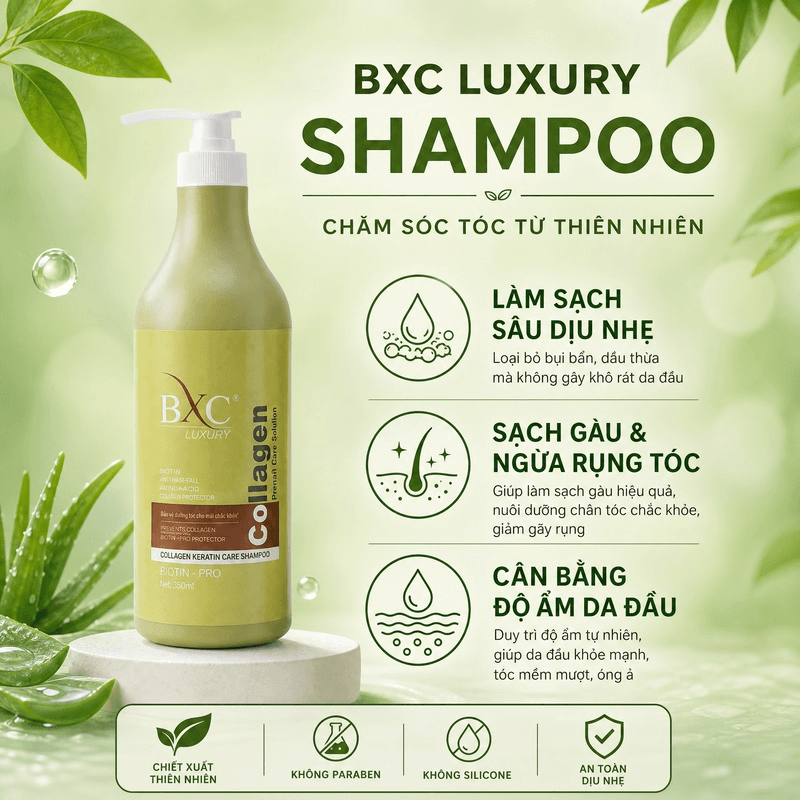 Dầu gội BXC LUXURY dưỡng sinh siêu mềm mượt 800ml