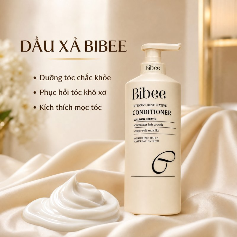 Cặp dầu gội xả Bibee phục hồi chuyên sâu hỗ trợ mọc tóc siêu mềm mượt 500ml