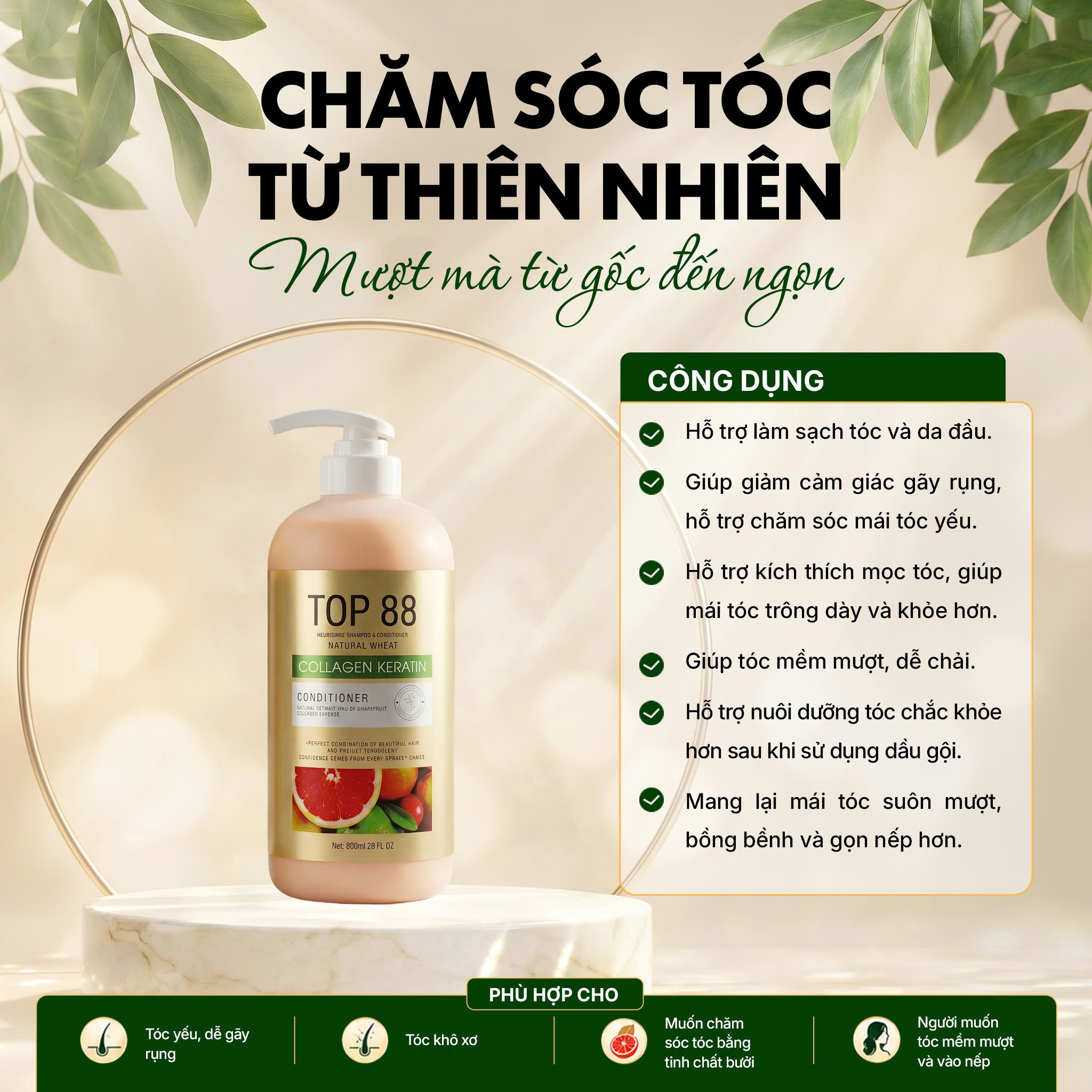 Dầu xả bưởi TOP88 kích thích mọc tóc 800ml