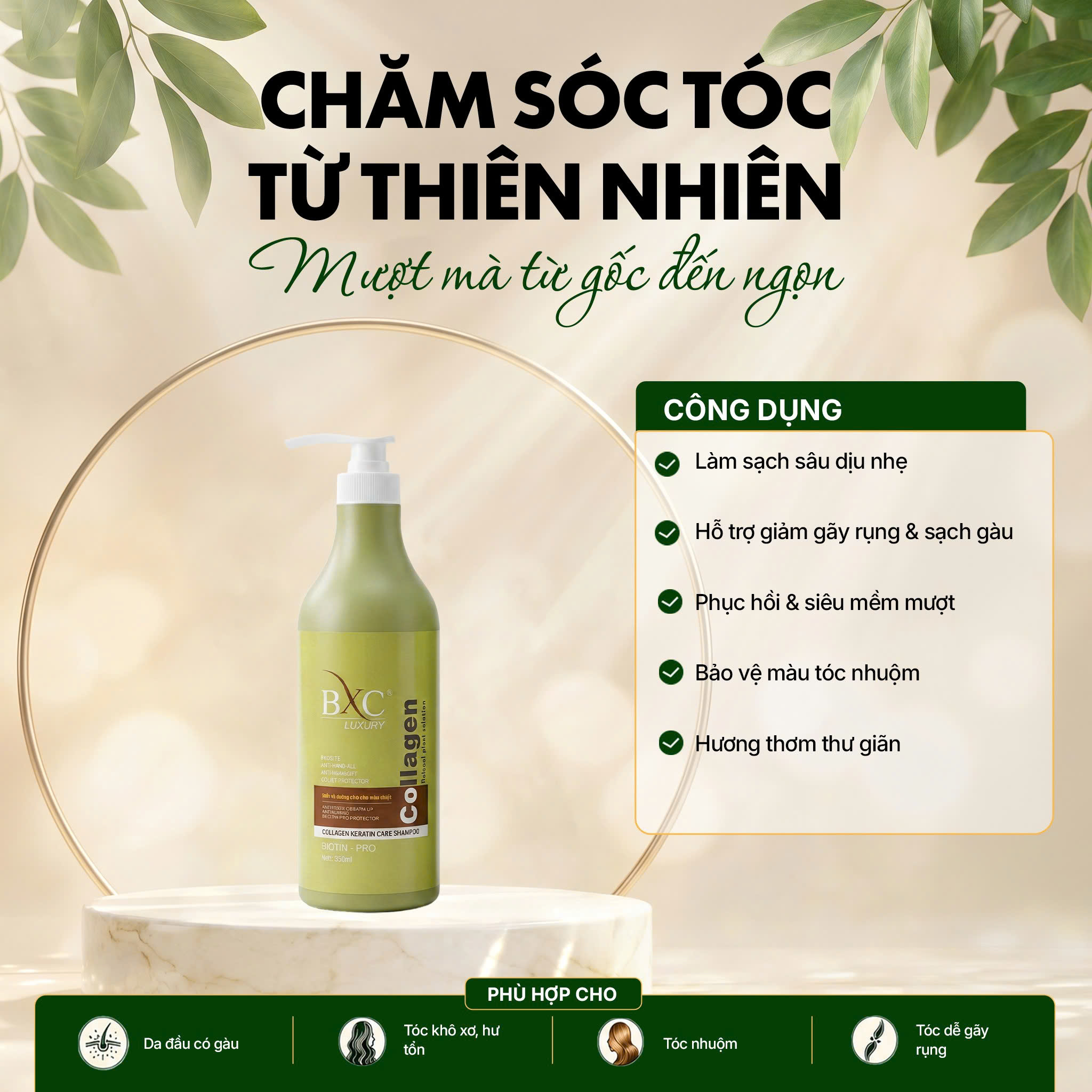 Dầu xả dưỡng sinh BXC Luxury dưỡng sinh siêu mềm mượt 800ml