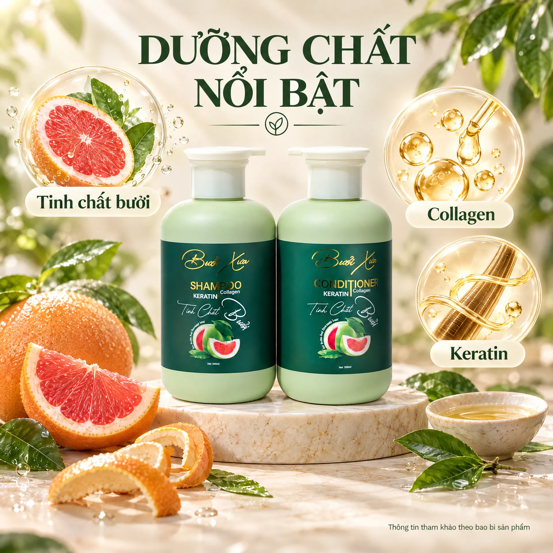 Cặp Gội Xả Bưởi Xưa hỗ trợ mọc tóc giảm rụng phục hồi hư tổn 500ml