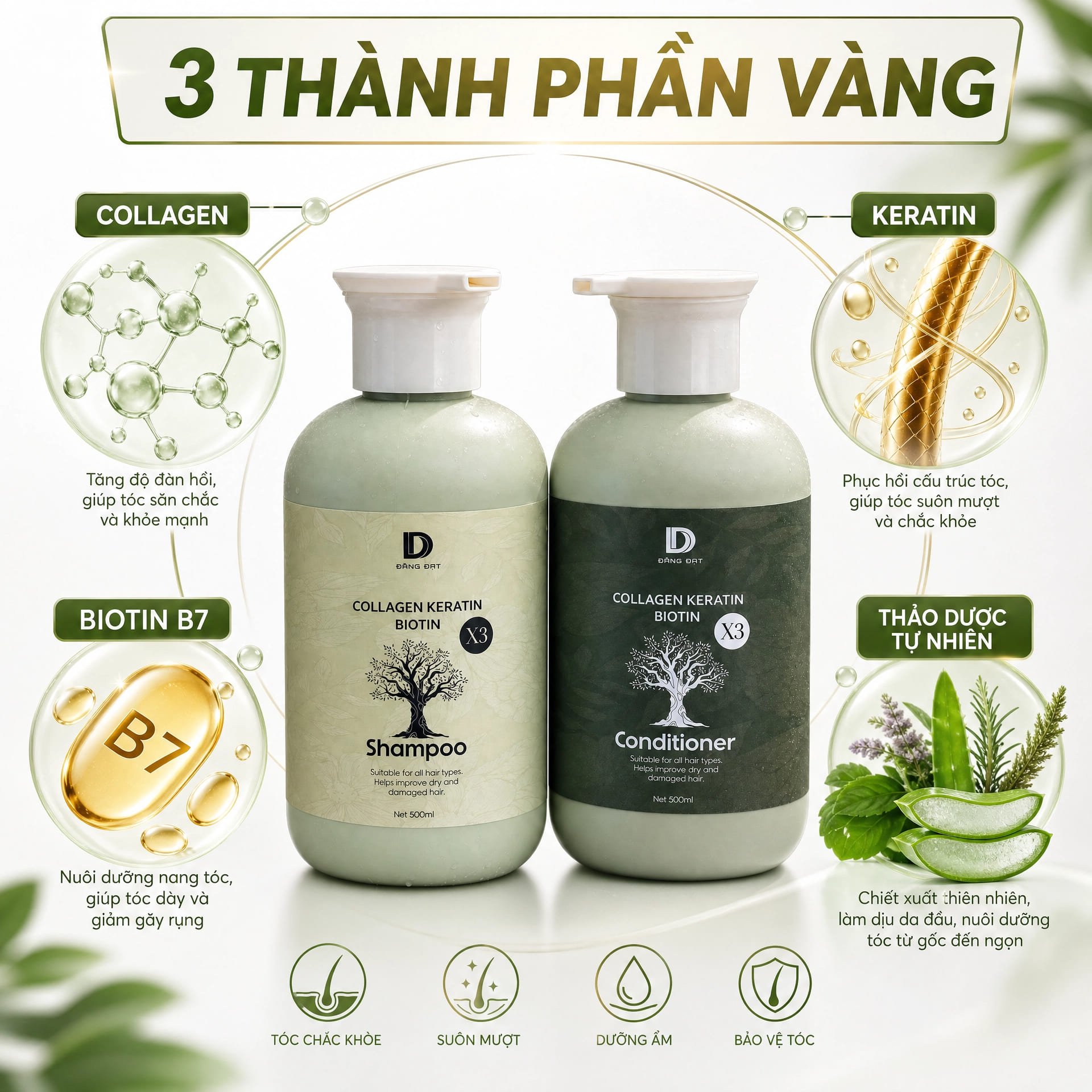 Cặp gội xả X3 Collagen siêu mềm mượt 500ml