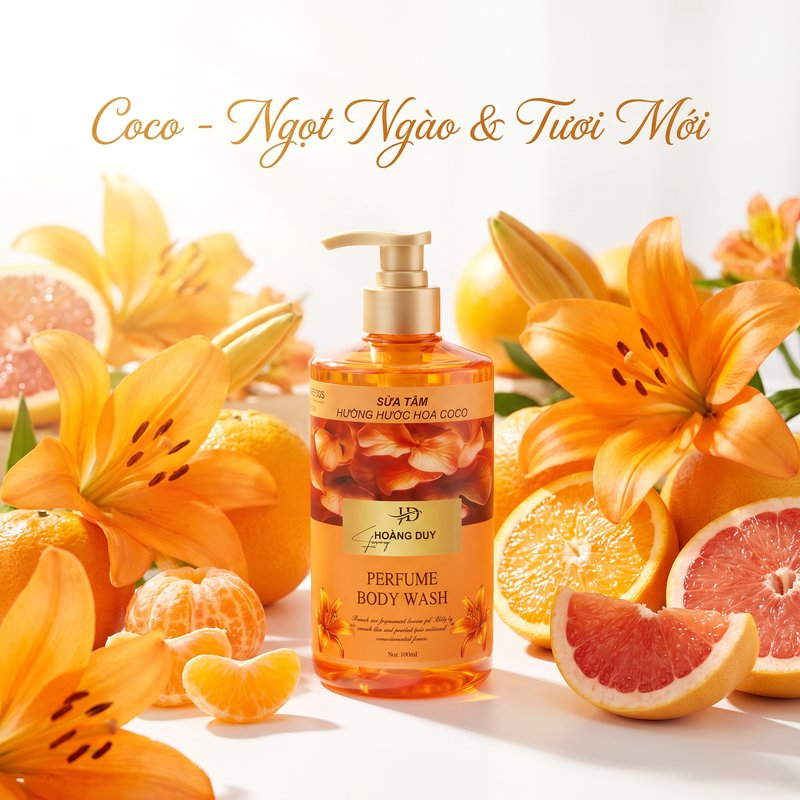 Sữa tắm nước hoa Hoàng Duy dưỡng ẩm sáng da lưu hương 800ml