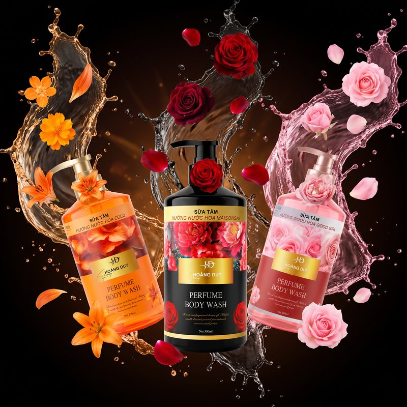 Sữa tắm nước hoa Hoàng Duy dưỡng ẩm sáng da lưu hương 800ml