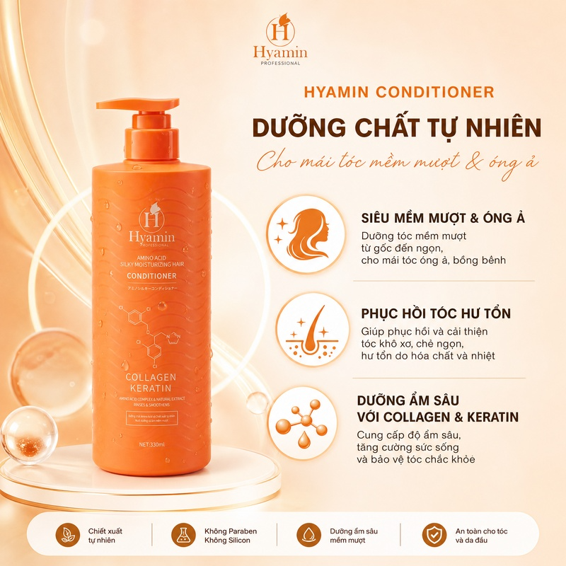 Cặp gội xả Hyamin sạch gàu giảm ngứa nấm da đầu dưỡng tóc suôn mượt 800ml