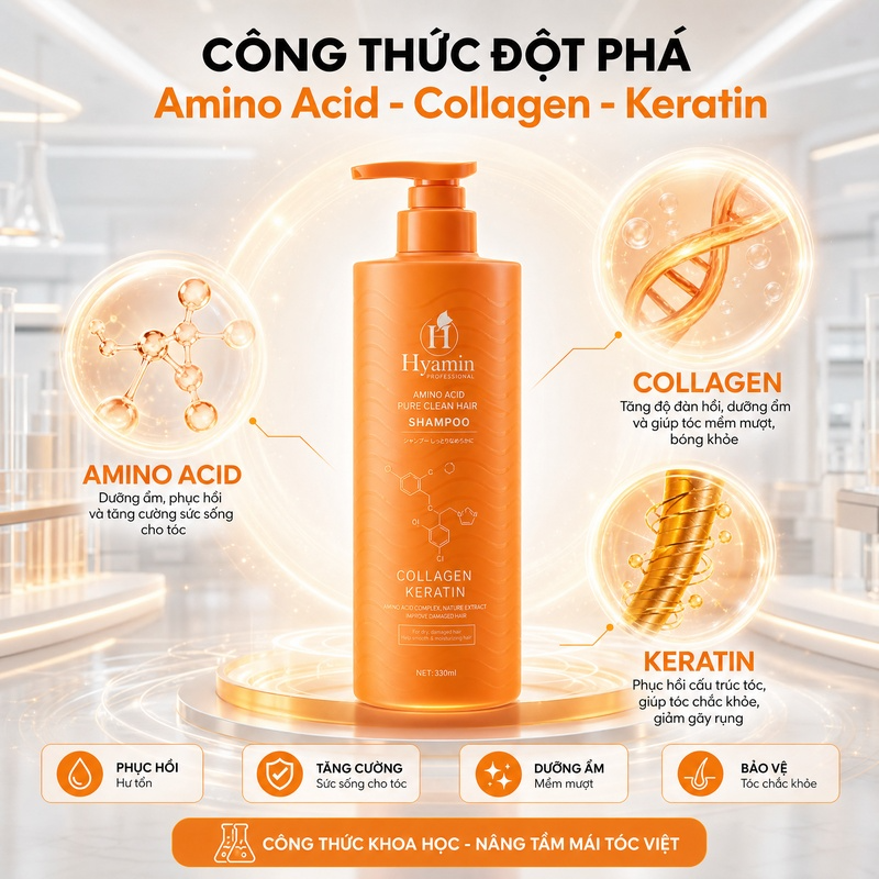 Cặp gội xả Hyamin sạch gàu giảm ngứa nấm da đầu dưỡng tóc suôn mượt 800ml