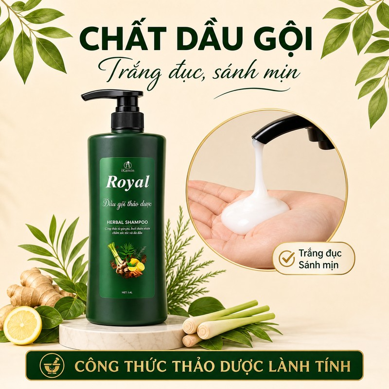 Dầu xả Royal thảo dược phục hồi tóc khô xơ nuôi dưỡng suôn mượt 800ml