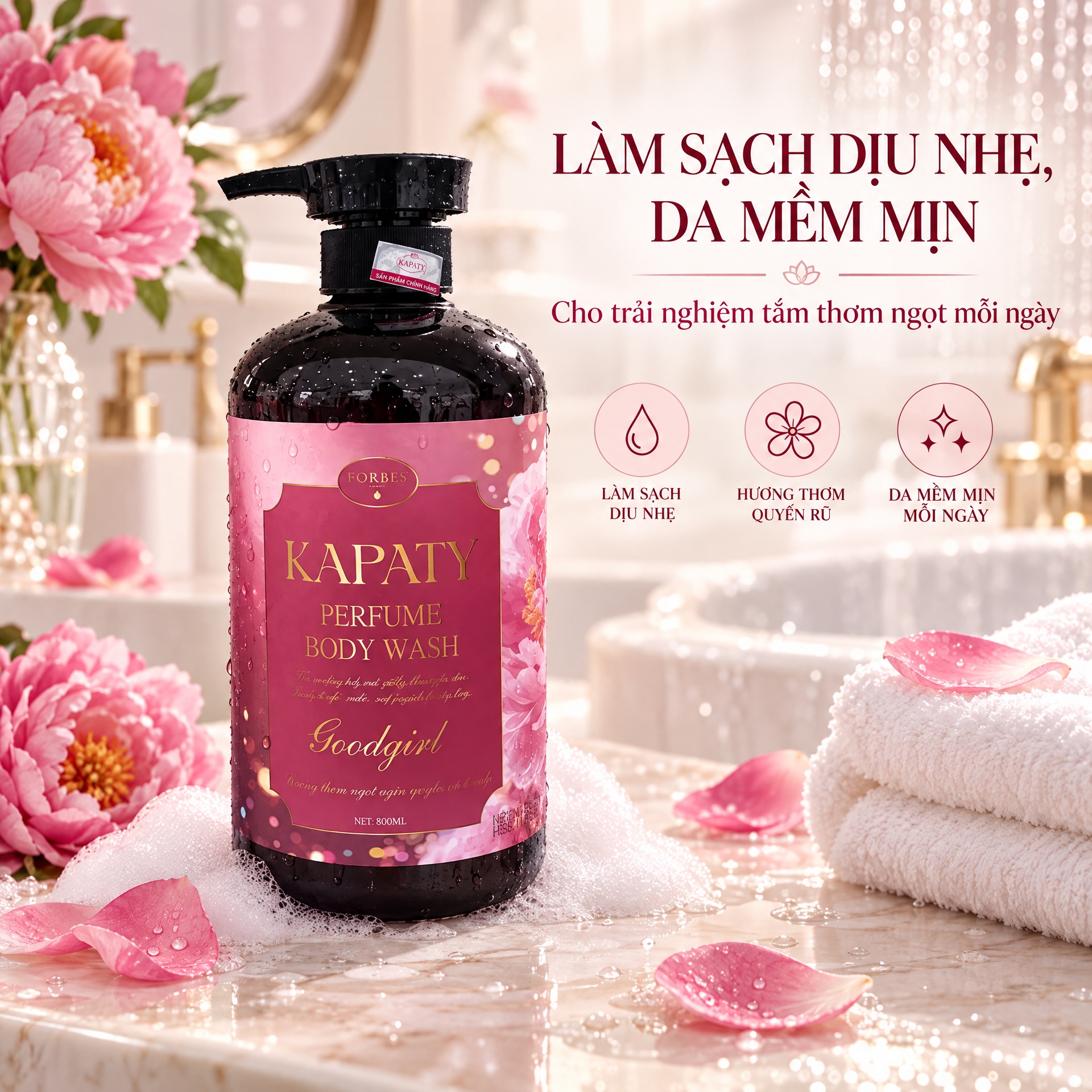 Sữa tắm nước hoa Kapaty dưỡng ẩm mềm mịn da hương thơm quyến rũ 800ml