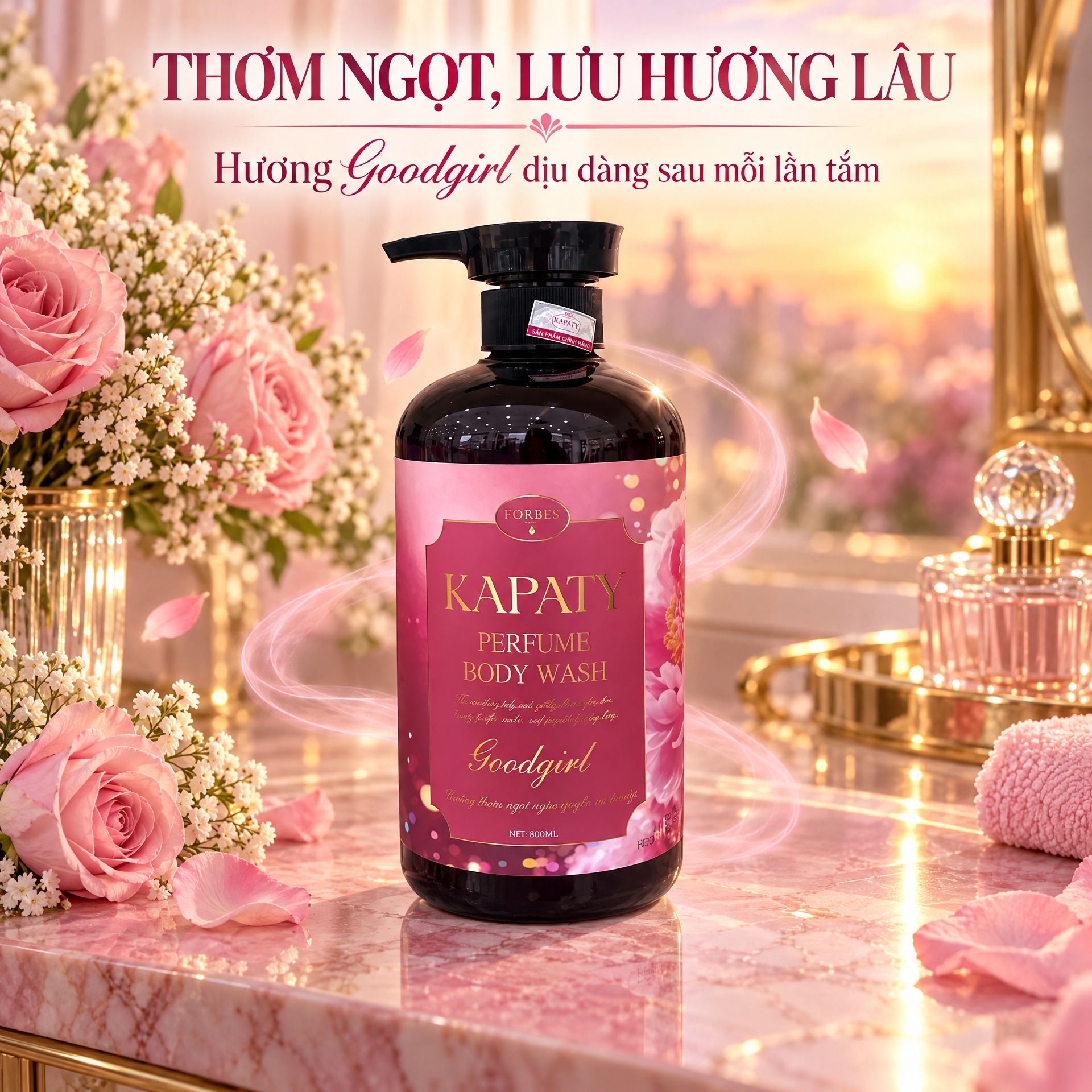Sữa tắm nước hoa Kapaty dưỡng ẩm mềm mịn da hương thơm quyến rũ 800ml