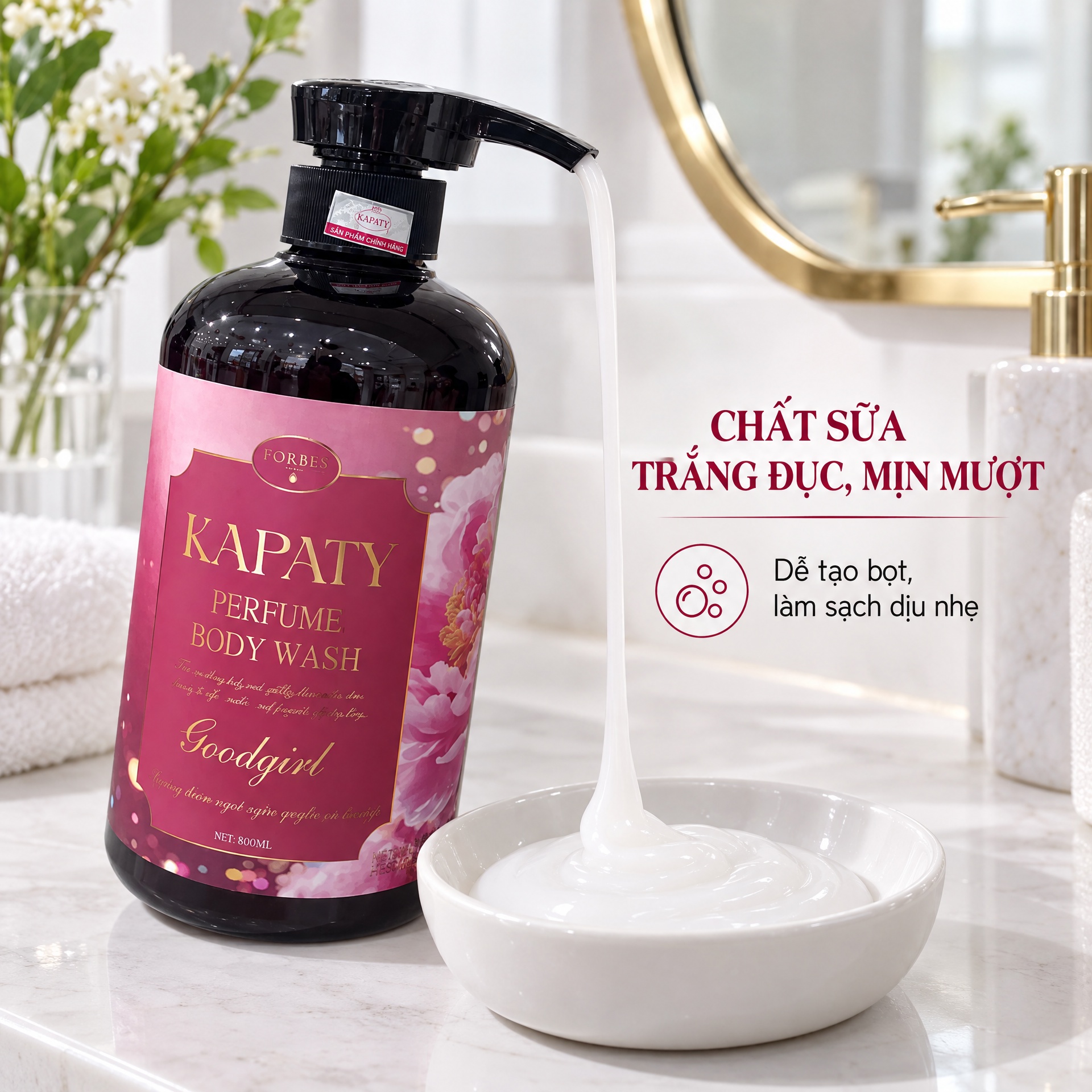 Sữa tắm nước hoa Kapaty dưỡng ẩm mềm mịn da hương thơm quyến rũ 800ml