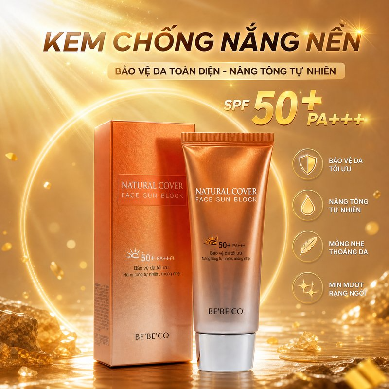 Kem chống nắng nền BEBECO SPF 50+ bảo vệ da nâng tông nhẹ nhàng 70ml chính hãng