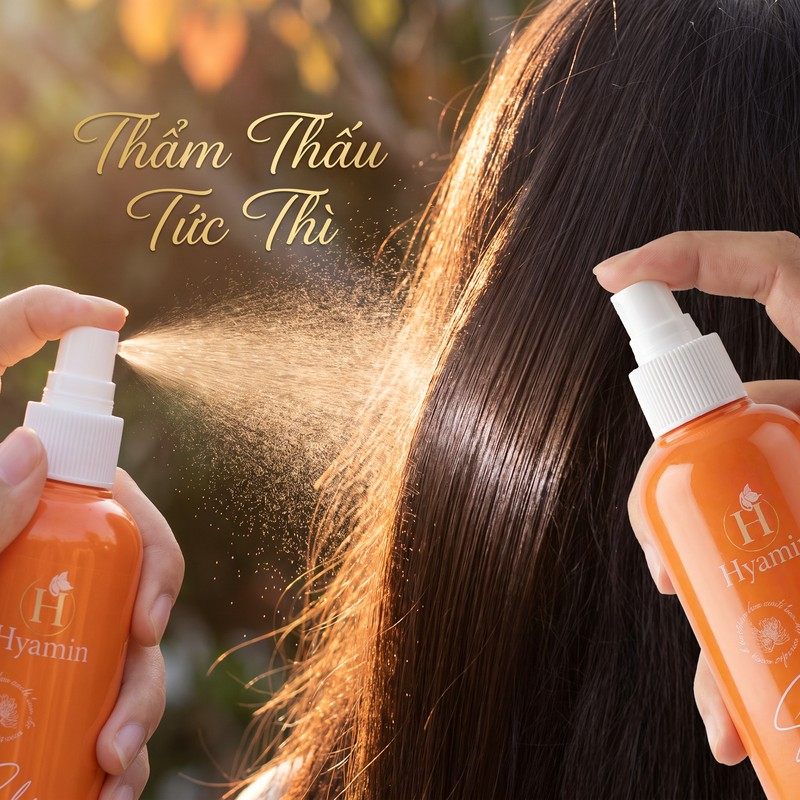 Xịt dưỡng tóc Hyamin Keratin cao cấp nắp trắng hỗ trợ phục hồi tóc khô xơ  300ml