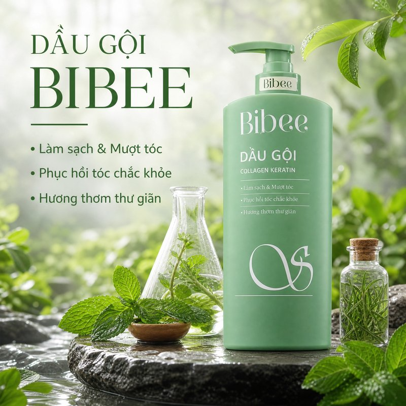 Cặp dầu gội xả Bibee phục hồi chuyên sâu hỗ trợ mọc tóc siêu mềm mượt 500ml