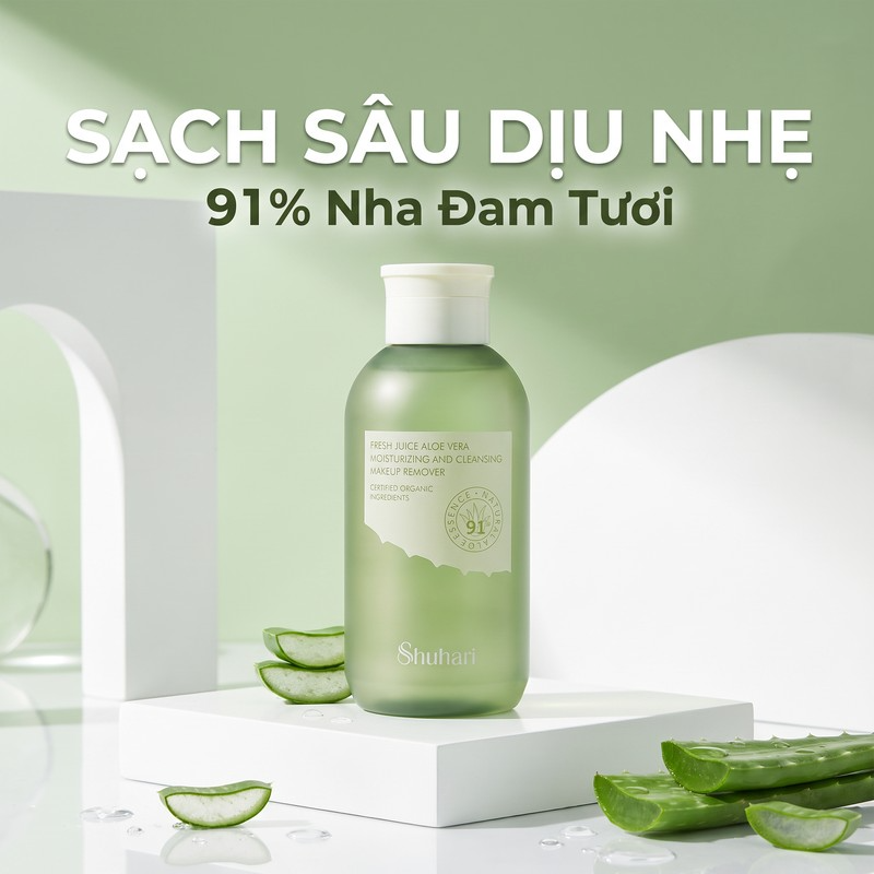 Nước tẩy trang SHUHARI nha đam tươi sạch sâu dưỡng ẩm mềm mịn