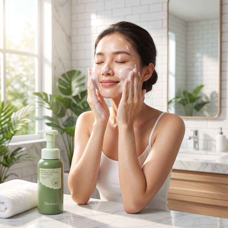 Bọt rửa mặt SHUHARI nha đam tươi dưỡng ẩm dịu nhẹ dưỡng sáng da 300ml