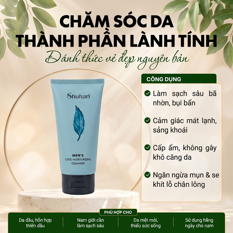 Sữa rửa mặt SHUHARI dành cho nam giới sạch sâu kiềm dầu