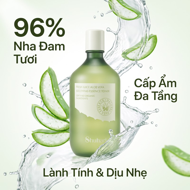 Nước hoa hồng SHUHARI nha đam tươi dưỡng sáng cân bằng độ ẩm 500ml
