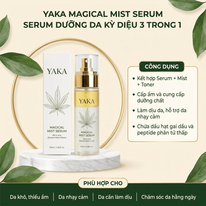 Xịt khóa dưỡng da serum 3 trong 1 YAKA cấp ẩm làm mềm mịn 100ml