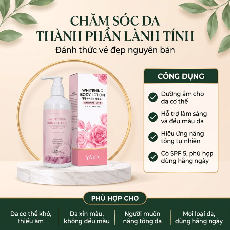 Sữa dưỡng thể YAKA hỗ trợ nâng tông sáng da dưỡng ẩm 250ml