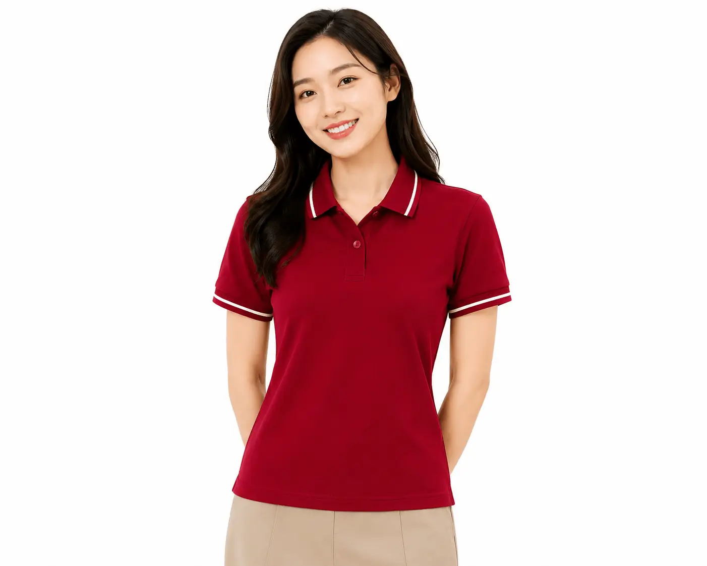 Áo Polo Đỏ Đô Phối Cổ Sọc Be