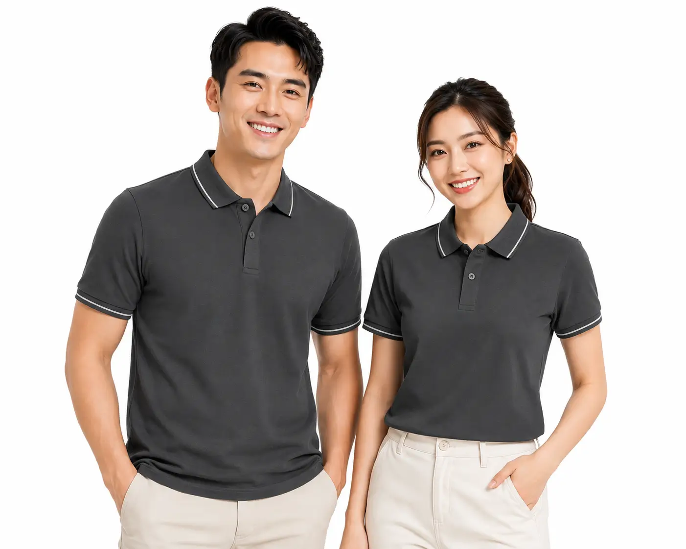 Áo Polo Xám Đậm Phối Cổ Sọc Xám Chì