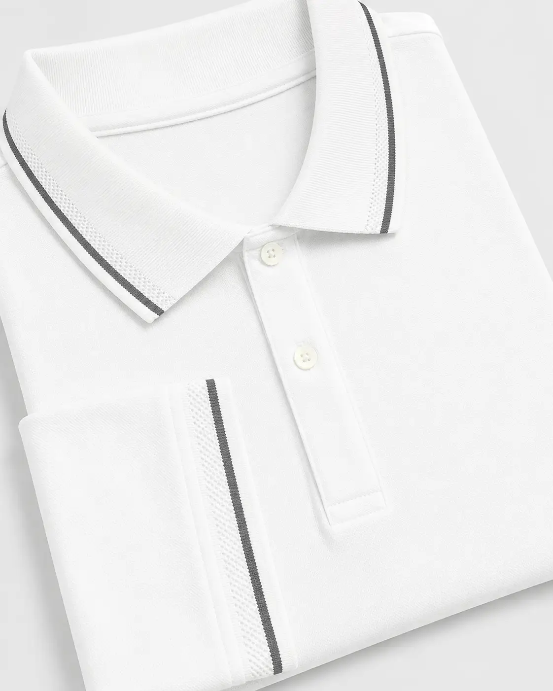 Áo Polo Trắng Phối Cổ Sọc Xám Chì