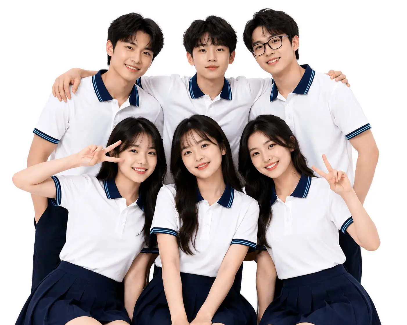 Áo Polo Trắng Phối Cổ Navy 2 Sọc Xanh Biển
