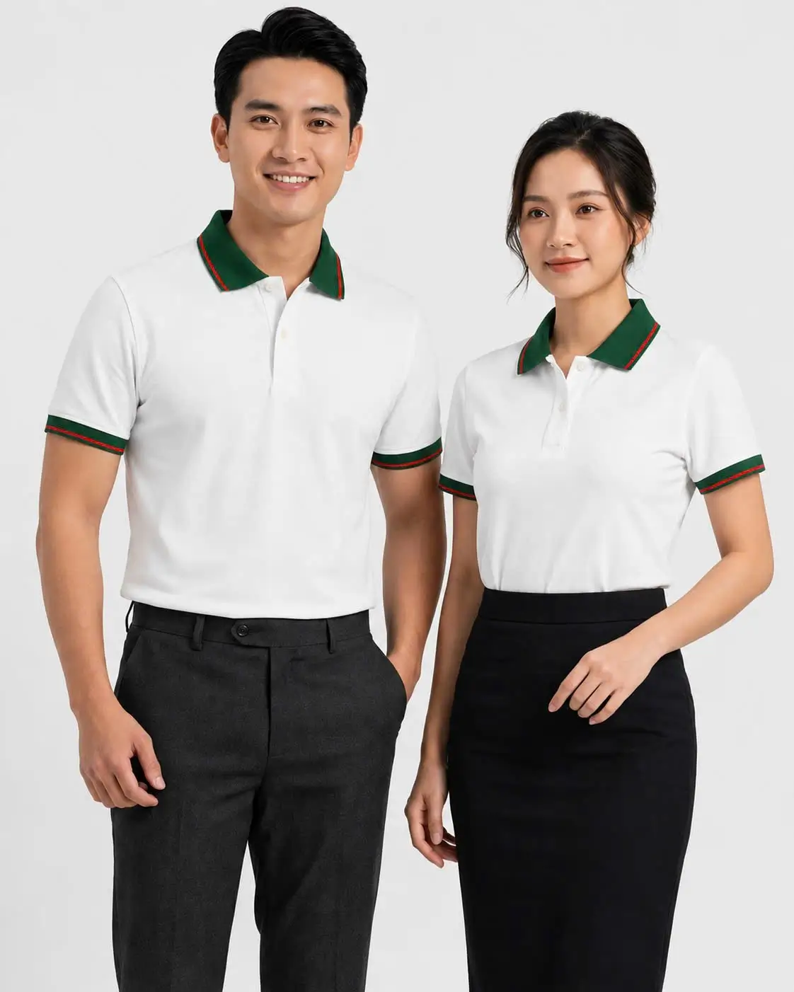 Áo Polo Trắng Phối Cổ Ve Chai Sọc Đỏ
