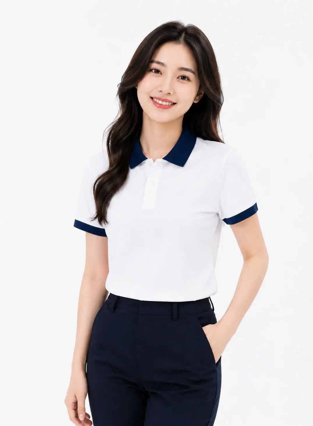 Áo Polo Trắng Phối Cổ Navy