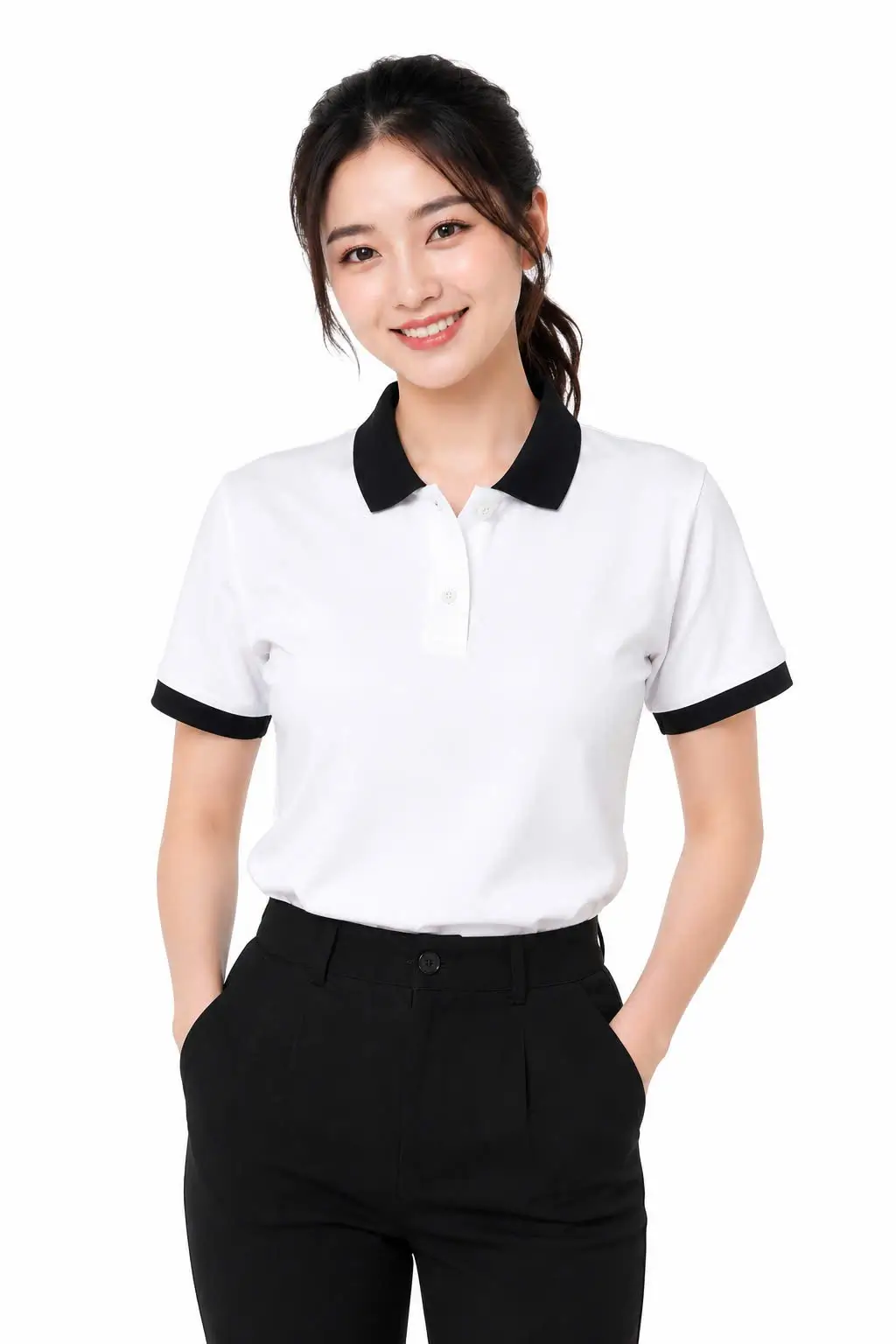 Áo Polo Trắng Phối Cổ Đen