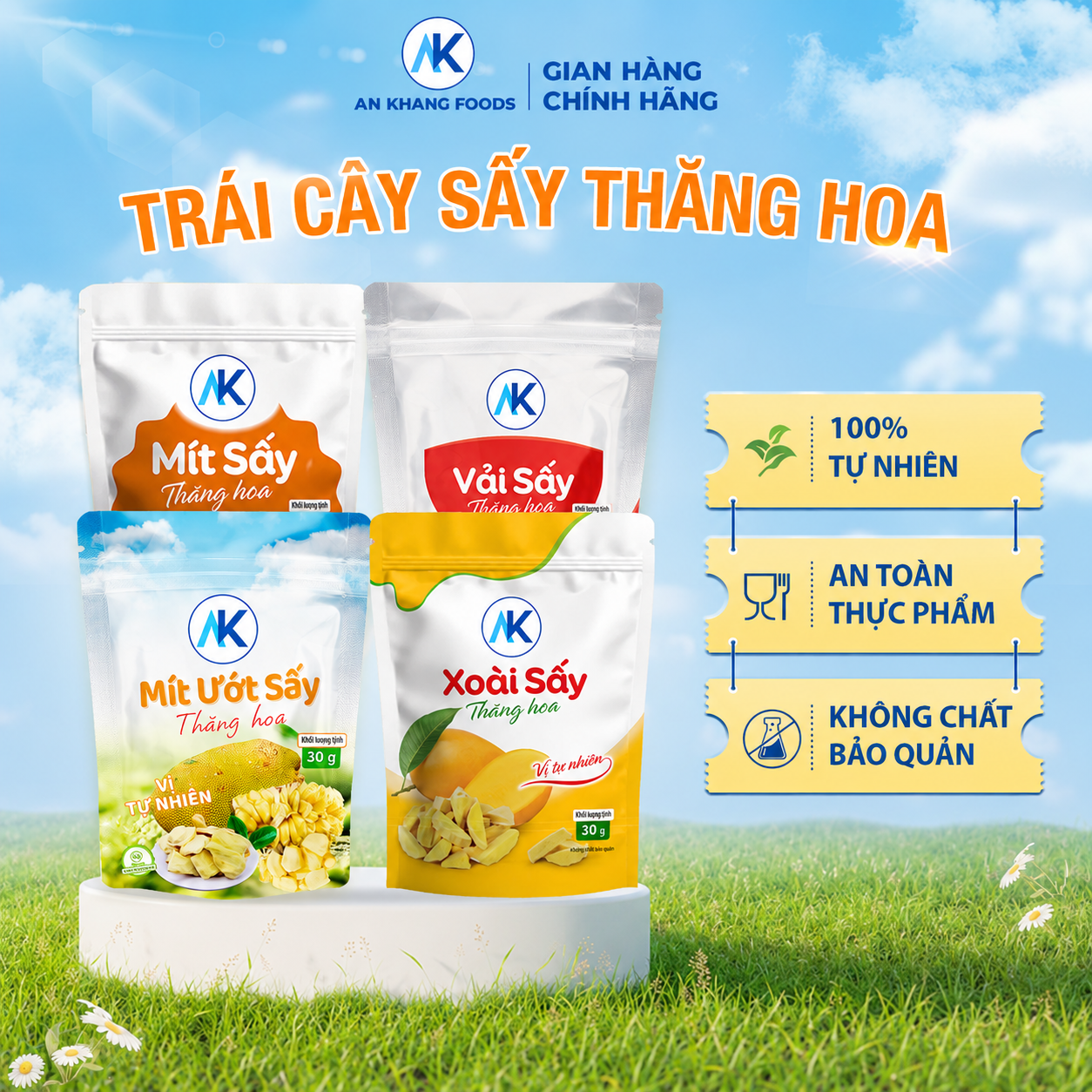 Combo trái cây sấy thăng hoa organic 100% không hương liệu AnKhang Foods