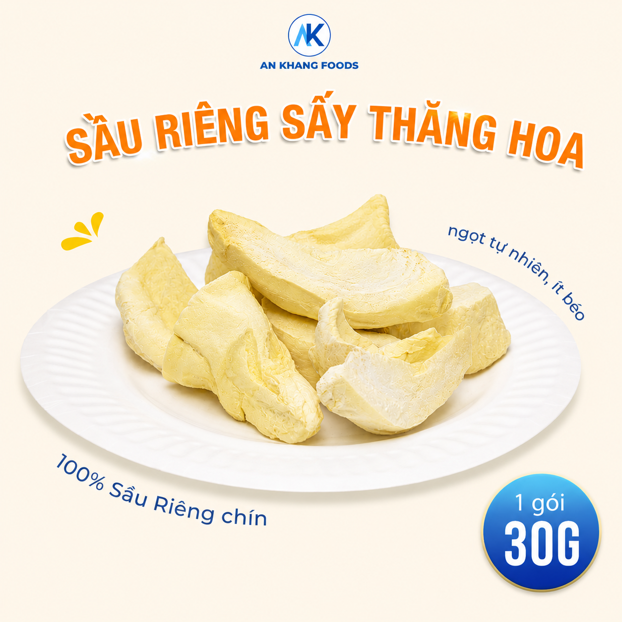 Combo ăn vặt dinh dưỡng không đường xoài, mít, sầu riêng, sữa chua sấy thăng hoa AnKhang Foods