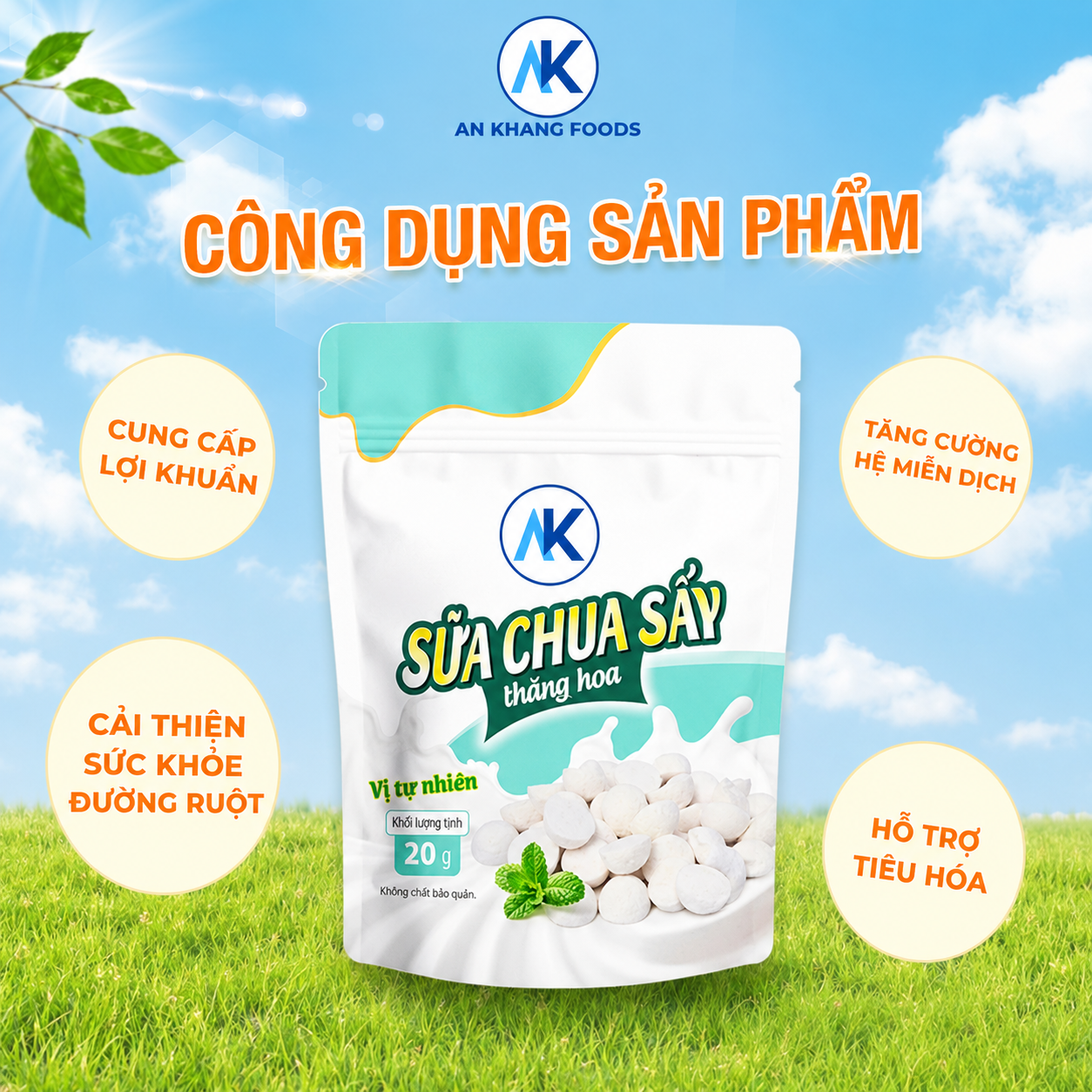 Combo sữa chua sấy thăng hoa vị chua ngọt tự nhiên 20g thơm ngon, giòn tan trong miệng AnKhang Foods