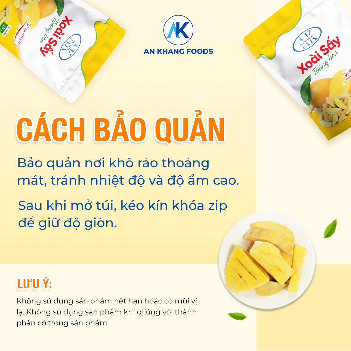 Xoài Cát sấy thăng hoa vị chua ngọt tự nhiên gói 30g AnKhang Foods_Sản phẩm Ocop