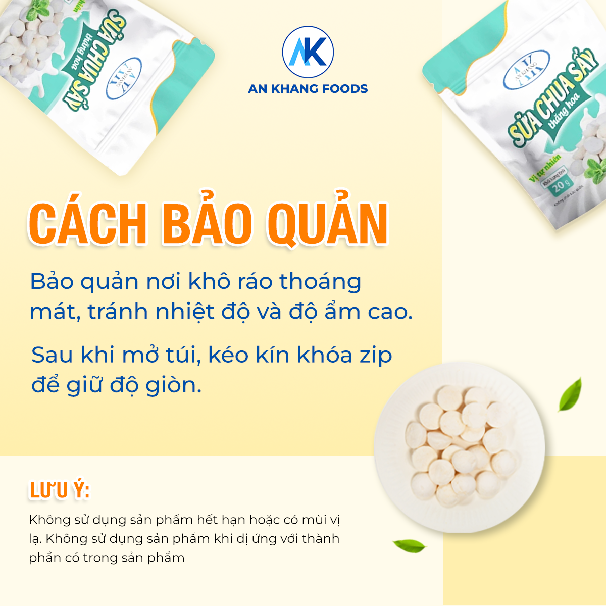 Combo sữa chua sấy thăng hoa vị chua ngọt tự nhiên 20g thơm ngon, giòn tan trong miệng AnKhang Foods