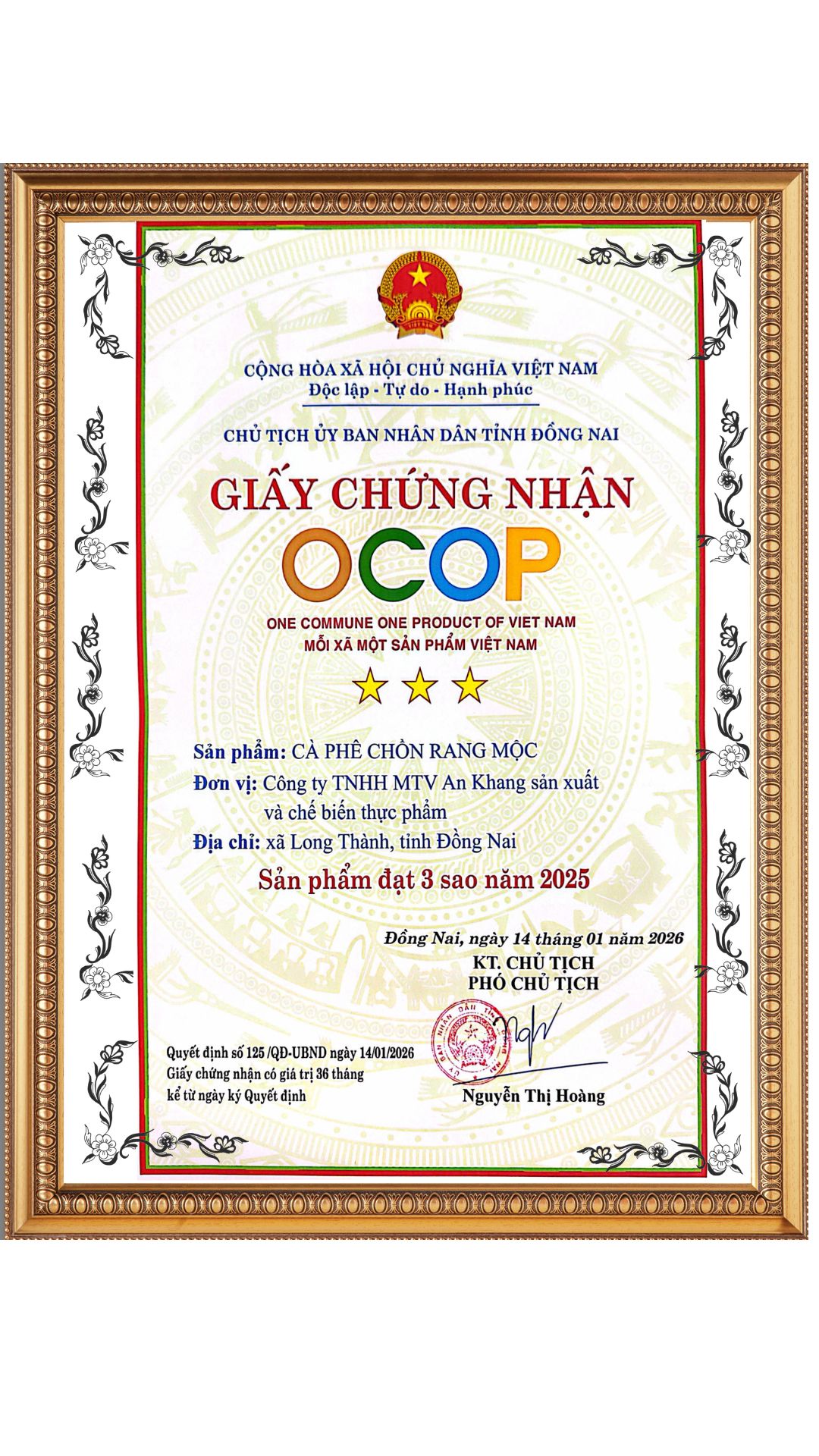 Cà phê chồn Robusta rang mộc 100% nguyên chất cafe pha phin hoặc máy thơm ngon AnKhang Foods_ Sản phẩm Ocop