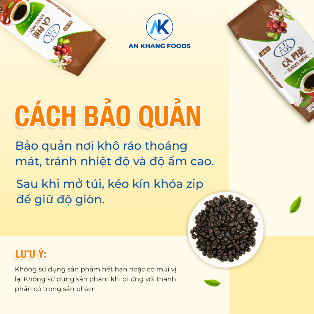 Cà phê rang mộc hạt Robusta nguyên chất loại 1 vị đắng đậm hậu hương thơm nồng AnKhang Foods